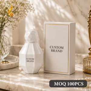 Customized Logo White Matte Floral <strong>Perfume</strong> 100ml EDP Geometric Faceted Bottle Long Lasting Eau De Parfum Private Label Spray - Product Image 1