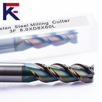 Fraise enduite DLC colorée à finition lisse KF pour carbure d'aluminium 3 cannelures fraise en bout outil de coupe à rainure en U mèches de routeur CNC
