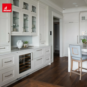 Armoires de cuisine Alland Classic American Style en MDF laqué blanc avec un capot de protection décoratif à bords métalliques - Product Image 4