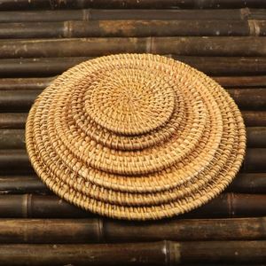 Handmade Non-Slip Bohemian Style 5mm Thick <b>Bamboo</b> Rattan Woven Coaster Mat for Tea Ceremony Dining <b>Table</b> Teapot - Product Image 2