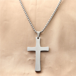Stainless Steel <b>Cross</b> Pendant Necklace Men's Geometric Design Punk Style 12057 - Product Image 1