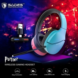 Auriculares Inalámbricos para Juegos SADES Partner con Audio Inmersivo y Baja Latencia, Auriculares Inalámbricos de Diadema - Product Image 5