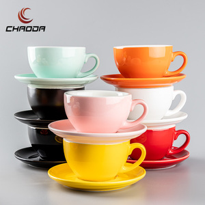 Gốm Sứ Cốc Cà Phê Và Đĩa Đặt Màu Sứ Cốc Biểu Tượng Tùy Chỉnh Với Muỗng Và Dòng Vàng Với Chất Lượng Cao - Product Image 1