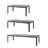 Mesa de Comedor Extensible de Aluminio para Exteriores HOMFUL, Mesa Rectangular con Tablero de Listones para Patio y Jardín