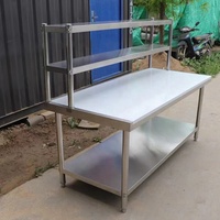 Meja Kerja Lipat Stainless Steel 201/304 dengan Rak Bawah untuk Dapur Restoran
