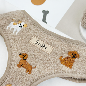 Set Pettorina, Collare e Guinzaglio Personalizzato SinSky per Cani, Lussuoso Set in Pile Teddy Ricamato, Pettorina Anti-Trazione - Product Image 2