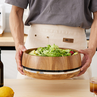 Natural House Vente en gros Bol de service en bois d'acacia avec logo personnalisé pour salade de légumes et fruits
