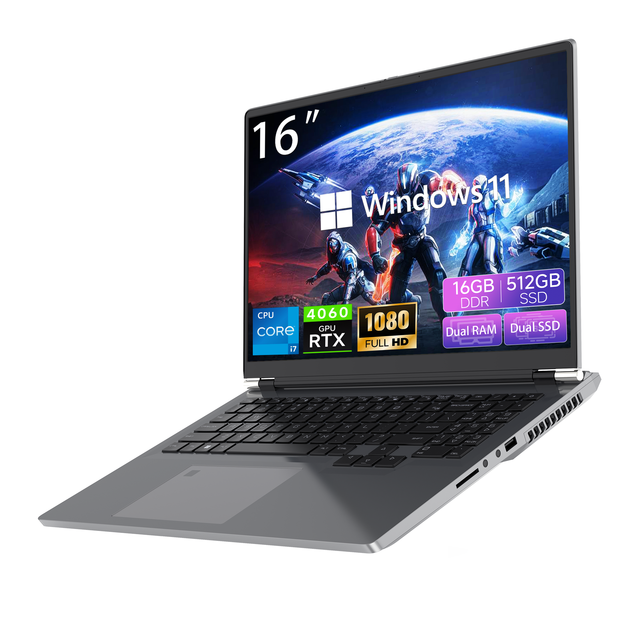 New 16-Inch Gaming Laptop Core I7-13620H 10 Cores RTX 4060 8GB GDDR6 Dedicated Graphics 16GB DDR5 512GB SSD IPS 144Hz 16:10