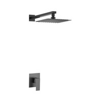 Système de douche encastré pour salle de bain, ensemble de douche mural effet pluie, ensemble de robinetterie de douche carré noir de luxe