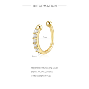 CANNER - Anillo de Nariz de Plata S925 con Circonita 5A, Sin Perforación, Joyería para Mujeres y Niñas - Product Image 3