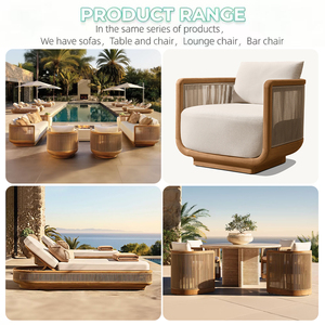 Juego de Sofás de Madera de Teca de Diseño Moderno para Exteriores, Muebles de Jardín de Lujo para Hoteles, Villas y Patios - Product Image 6