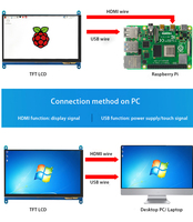 Microtech Alüminyum Alaşımlı 800*480 IPS Kapasitif 7 İnç USB Dokunmatik Ekran Raspberry Pi 3/4 için Siyah 1 Yıl Garantili 16:9 Yeni