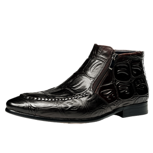 Bottes Oxford en cuir véritable pour homme, style hiver 2025, fermeture éclair, chaudes, bout pointu, hautes, souples et respirantes - Product Image 6