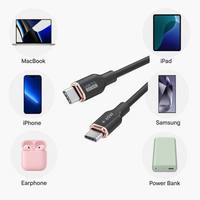 Cable USB C a C de 60W PD, cobre desnudo, TPE suave, carga rápida de 3A, sincronización de datos de 480Mbps para MacBook, teléfono y tableta