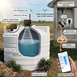 Sensor de Nivel de Líquido Ultrasónico TLC2502P-S Tuya WiFi, Monitor de Tanque de Agua con Energía Solar, Control por Aplicación Smart Life, 2.4GHz - Product Image 1