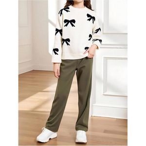 FOXA Girl's <b>Bow</b> Sweater Crew Neck Long Sleeve Loose Pullover Autumn Women's Sweaters - Product Image 6