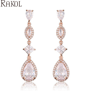 RAKOL EP5054 Water Drop 2021 Cubic Zirconia Jewelry Earrings Party Women - Product Image 1