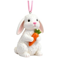Adorable Décoration Lapin en Polyrésine Personnalisée - Lapin Mignon Tenant une Carotte, Superbe Ornement de Pâques pour Plaire aux Acheteurs Occidentaux