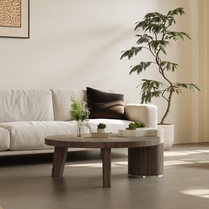 Bắc Âu hiện đại Thiết kế tròn gỗ rắn cổ điển nhỏ óc chó gỗ tối màu Bàn cà phê đặt phòng khách đồ nội thất bàn trà bằng gỗ - Product Image 6