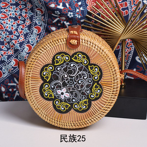 Bolsos de Ratán Redondos Hechos a Mano de Estilo Étnico, Populares <span class=keywords><strong>en</strong></span> INS, para Mujer, Estilo <span class=keywords><strong>Bali</strong></span>, para la Playa - Product Image 2