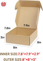 Lot de 30 boîtes d'expédition portables brunes 8x8x3 pouces, boîtes à courrier en carton ondulé moyen avec gaufrage