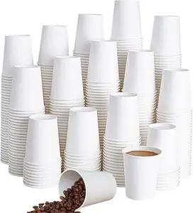 एकल दीवार कागज कप सेट पेपर कप 16 oz दूध चाय पेय कागज कप lids और तिनके के साथ