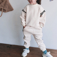Vêtements d'hiver pour bébé personnalisés, ensemble sportif décontracté en deux pièces pour enfants, sweat-shirt en polaire et pantalon pour garçons et filles