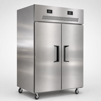 Réfrigérateur vertical commercial à double température haute efficacité en acier inoxydable, capacité 500L, 2/4 portes, numérique