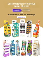 Rak Display Plastik 4 Tingkat 6 Tingkat, Dikemas Datar, untuk Iklan, Kertas Bergelombang, PVC, Rak Menara Display untuk Pasar