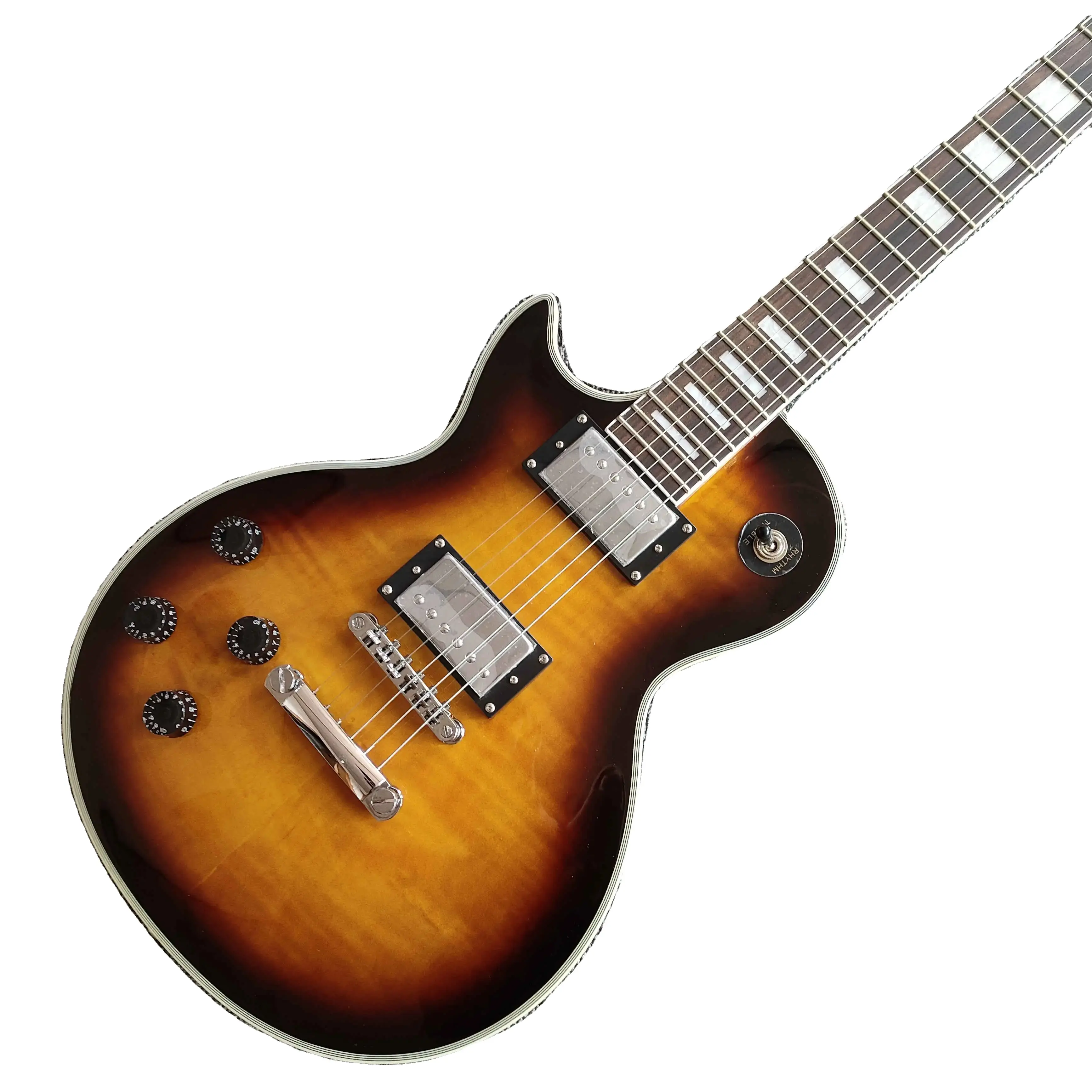 真新しいローズウッド指板6弦左利き用透明ブラウンエレキギター在庫あり