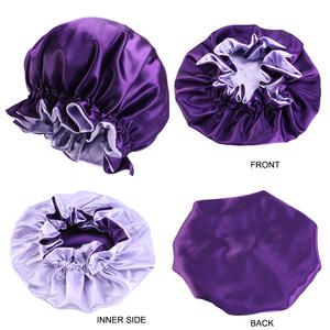 Vente en gros de bonnets en satin double réversible de créateur pour femmes et bébés enfants Ensemble de bonnets personnalisés pour maman et moi - Product Image 2
