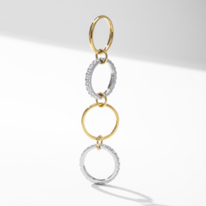 YF7017 Anello Multistrato in Acciaio Inossidabile Placcato Oro 18K PVD Ipoallergenico Bicolore con Quattro Strati e Zirconi 5A - Product Image 5