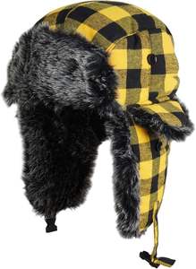 หมวกบอมเบอร์หนังแท้ลายสก็อต แต่งโลโก้ หมวกนักบิน หมวกทรัปเปอร์ กันน้ำ - Product Image 3