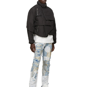 OEM Custom Long Sleeve Cotton <strong>Padded</strong> Coat Winter Warm Asymmetric Paneled Windproof <strong>Waterproof</strong> Nylon Puffer Coat <strong>Jacket</strong> for Men - Product Image 4