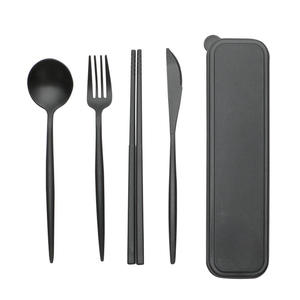 Tái Sử Dụng Đồ Dùng Du Lịch Đặt Rơm Lúa Mì Nhựa Cầm Tay Muỗng Nĩa Dao Cắm Trại Dao Kéo Với Trường Hợp - Product Image 4