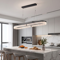 Suspension LED ovale moderne et minimaliste avec abat-jour en acrylique, spectre complet, pour îlot de cuisine et table à manger
