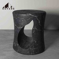 QUYANG meubles modernes personnalisés décoration de la maison salon Table d'appoint socle en marbre naturel banc tabouret en pierre siège