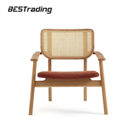 Nordic Design und Mid Century Style Eiche Holz und Wicker Cane Sessel
