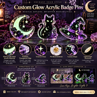 Broche personnalisée en acrylique phosphorescente pour Halloween, thème Lune, Château, Chauve-souris, transparente, cadeau de festival, OEM ODM