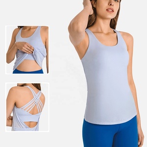 Custom Logo High Quality Solid Color Sleeveless <strong>Vest</strong> Yoga Gym Casual Breathable Tank <strong>Top</strong> Women <strong>Built</strong> <strong>in</strong> Padded <strong>Bra</strong> - Product Image 3