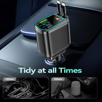 Chargeur de voiture pliable 6-en-1 (avec effet Starlight) 69W USB C à charge rapide, livré avec 2 câbles Type C pour iPhone 17, 17 Pro