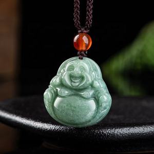 Pendentif Bouddha en jadéite naturelle vert pois, bijoux pour femmes, style bouddhiste chinois, cadeau avec certificat d'évaluation FG29 - Product Image 2