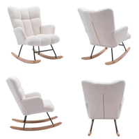 Fauteuil à Bascule Moderne Nordique Rembourré Personnalisé avec Accoudoirs, Fauteuil à Dossier Haut, Blanc