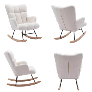 Modern İskandinav toptan özelleştirilmiş döşemeli planör kanat sırtlı sandalye yüksek arkalığı koltuk beyaz Accent sallanan sandalye - Product Image 2