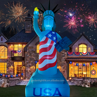 Grande statue de la Liberté de 12 pieds, décorations gonflables lumineuses à LED pour l'extérieur, pour le Jour de l'Indépendance, 4 juillet