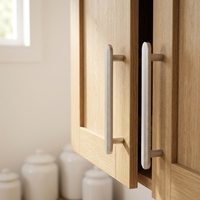 Poignée de meuble moderne en alliage d'aluminium nickel brossé 96-128 mm pour armoire de cuisine, tiroir, penderie et placard