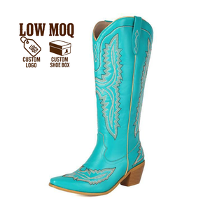 Bottes de cow-boy occidentales pour femmes, personnalisées, brodées, rétro, automne, CHENO OEM, pour festival - Product Image 1