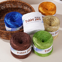 Fil à tricoter plat en polyester métallisé 200g pour sacs, paniers, tapis, artisanat DIY et décoration intérieure