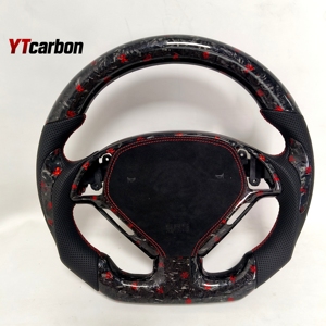 YTcarbon para G37 G35 G25 EX25 EX35 EX37 QX50 IPL <span class=keywords><strong>Nismo</strong></span> Racing Style Custom Real Forged Red Flakes <span class=keywords><strong>Volante</strong></span> de fibra de carbono - Product Image 1