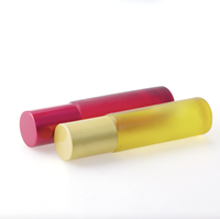 Bouteille à roulettes en verre avec porte-clés, matériau d'emballage de luxe givré, rouleau sur bouteille givré rose